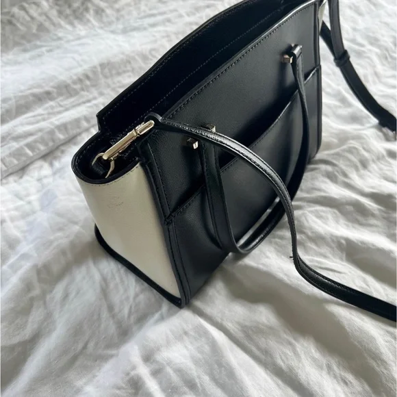 kate spade Black and White Leather Satchel with Gold Hardware - Picture 3 of 5